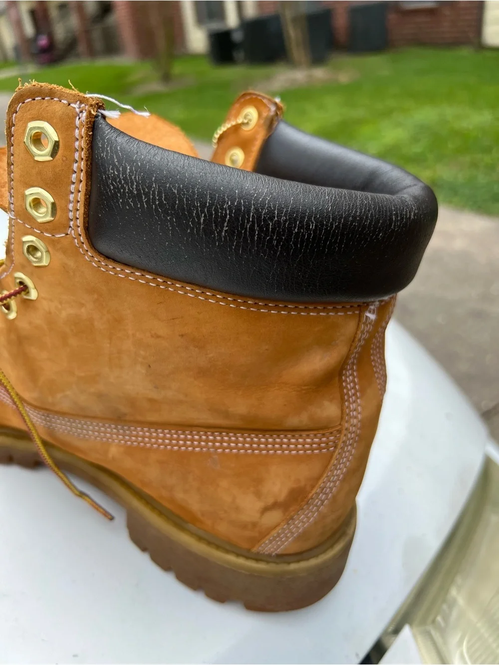 Timberland Wheat/Tan Men's Leather Work Boots with Yellow Lining